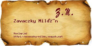 Zavaczky Milán névjegykártya